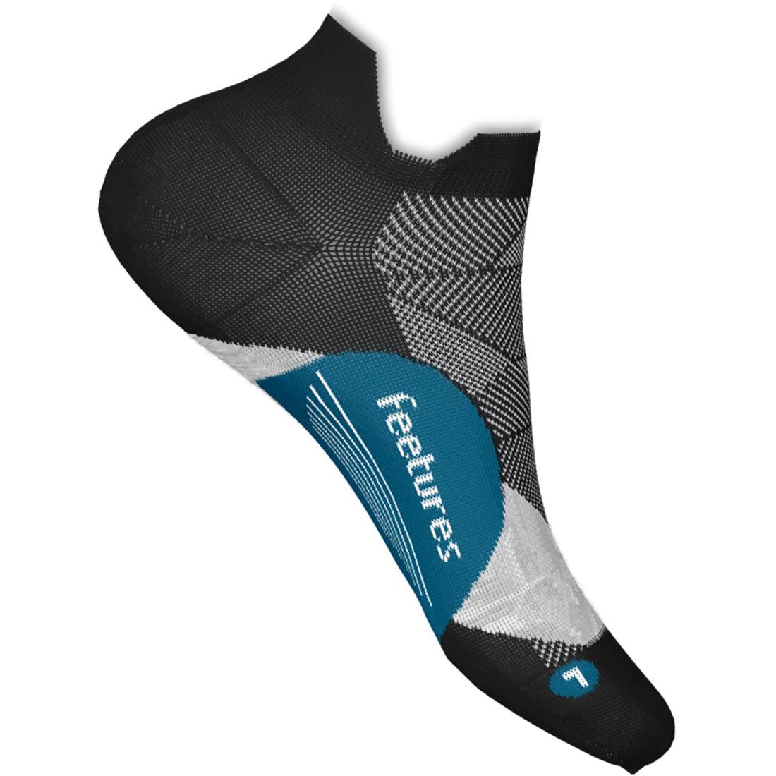 Quarter turn Unisex Feetures Sock style name Elite Light Cushion No Show in color Black Sea. Sku: E5058752